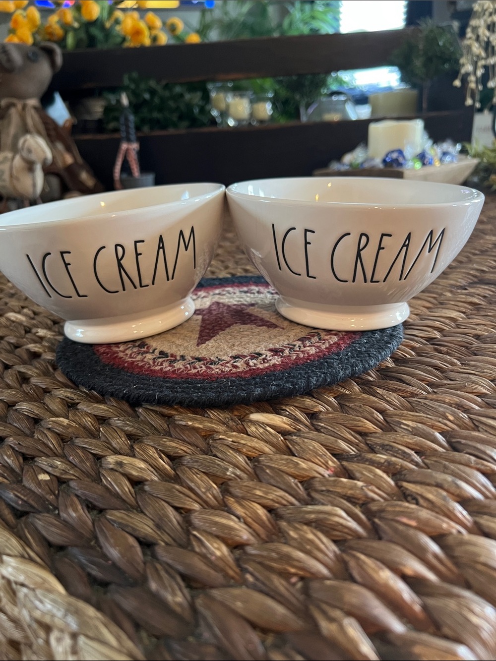 Rae Dunn White, Ice Cream Ceramic Bowls  (Set of 2)